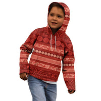 Fiji Marau na Kerisimasi Kid Hoodie Red Tapa Masi Inspired Christmas - Polynesian Pride