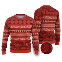 Fiji Marau na Kerisimasi Ugly Christmas Sweater Red Tapa Masi Inspired Christmas - Polynesian Pride