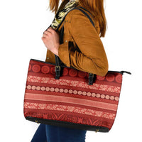 Fiji Marau na Kerisimasi Leather Tote Bag Red Tapa Masi Inspired Christmas - Polynesian Pride