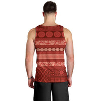 Fiji Marau na Kerisimasi Men Tank Top Red Tapa Masi Inspired Christmas - Polynesian Pride