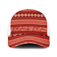 Fiji Marau na Kerisimasi Mesh Trucker Cap Red Tapa Masi Inspired Christmas - Polynesian Pride