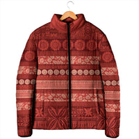 Fiji Marau na Kerisimasi Padded Jacket Red Tapa Masi Inspired Christmas - Polynesian Pride