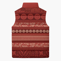 Fiji Marau na Kerisimasi Sleeveless Puffer Jacket Red Tapa Masi Inspired Christmas - Polynesian Pride