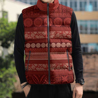 Fiji Marau na Kerisimasi Sleeveless Puffer Jacket Red Tapa Masi Inspired Christmas - Polynesian Pride