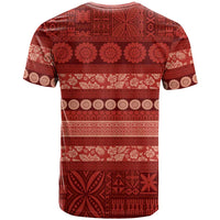 Fiji Marau na Kerisimasi T Shirt Red Tapa Masi Inspired Christmas - Polynesian Pride