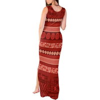 Fiji Marau na Kerisimasi Tank Maxi Dress Red Tapa Masi Inspired Christmas - Polynesian Pride