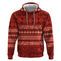 Fiji Marau na Kerisimasi Zip Hoodie Red Tapa Masi Inspired Christmas - Polynesian Pride