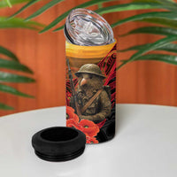 Maori Kiwi Soldier Fern Tattoo ANZAC Day 4 in 1 Can Cooler Tumbler Lest We Forget