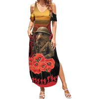 Maori Kiwi Soldier Fern Tattoo ANZAC Day Family Matching Summer Maxi Dress and Hawaiian Shirt Lest We Forget