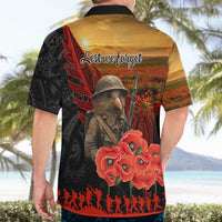 Maori Kiwi Soldier Fern Tattoo ANZAC Day Hawaiian Shirt Lest We Forget