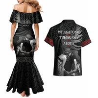 New Zealand Mother's Day Couples Matching Mermaid Dress and Hawaiian Shirt Maori Hongi Aroha Ahau Ki A Koe Mama LT9 - Polynesian Pride