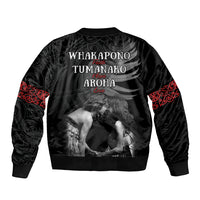 New Zealand Mother's Day Sleeve Zip Bomber Jacket Maori Hongi Aroha Ahau Ki A Koe Mama