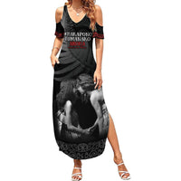 New Zealand Mother's Day Summer Maxi Dress Maori Hongi Aroha Ahau Ki A Koe Mama LT9 Women Black - Polynesian Pride