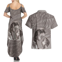 New Zealand Mother's Day Couples Matching Summer Maxi Dress and Hawaiian Shirt Maori Mo Toku Mama Silver Fern