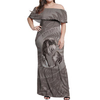 New Zealand Mother's Day Off Shoulder Maxi Dress Maori Mo Toku Mama Silver Fern