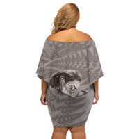 New Zealand Mother's Day Off Shoulder Short Dress Maori Mo Toku Mama Silver Fern LT9 - Polynesian Pride