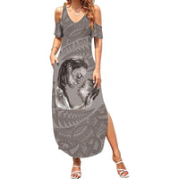 New Zealand Mother's Day Summer Maxi Dress Maori Mo Toku Mama Silver Fern LT9 Women Nude - Polynesian Pride