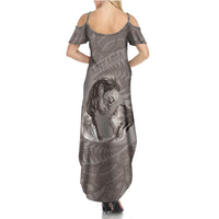 New Zealand Mother's Day Summer Maxi Dress Maori Mo Toku Mama Silver Fern LT9 - Polynesian Pride