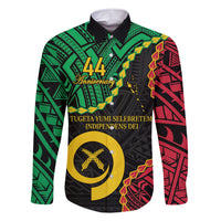 Personalised Vanuatu 44th Anniversary Family Matching Short Sleeve Bodycon Dress and Hawaiian Shirt Tugeta Yumi Selebretem Indipendens Dei
