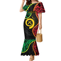 Personalised Vanuatu 44th Anniversary Mermaid Dress Tugeta Yumi Selebretem Indipendens Dei LT9 Women Black - Polynesian Pride