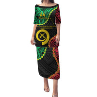Personalised Vanuatu 44th Anniversary Puletasi Tugeta Yumi Selebretem Indipendens Dei LT9 Long Dress Black - Polynesian Pride