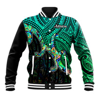 Aotearoa Papua Shell Baseball Jacket Maori Tribal Pattern LT9 Unisex Green - Polynesian Pride