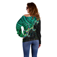 Aotearoa Papua Shell Off Shoulder Sweater Maori Tribal Pattern LT9 - Polynesian Pride