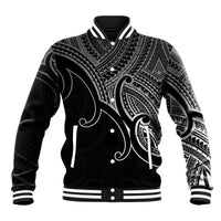 Aotearoa Maori Koru Baseball Jacket Polynesian Pacific Tribal - Black LT9 Unisex Black - Polynesian Pride