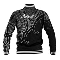 Aotearoa Maori Koru Baseball Jacket Polynesian Pacific Tribal - Black LT9 - Polynesian Pride