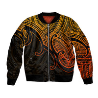 Aotearoa Maori Koru Bomber Jacket Polynesian Pacific Tribal - Gold LT9 Unisex Gold - Polynesian Pride