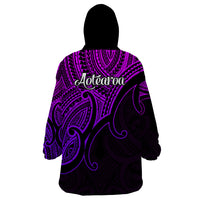 Aotearoa Maori Koru Wearable Blanket Hoodie Polynesian Pacific Tribal - Purple LT9 - Polynesian Pride