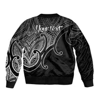 Custom Aotearoa Maori Koru Bomber Jacket Polynesian Pacific Tribal - Black LT9 - Polynesian Pride