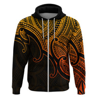 Custom Aotearoa Maori Koru Hoodie Polynesian Pacific Tribal Gold LT9 Zip Hoodie Gold - Polynesian Pride