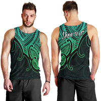Custom Aotearoa Maori Koru Men Tank Top Polynesian Pacific Tribal - Green LT9 - Polynesian Pride