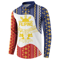Philippines Flag Day Button Sweatshirt Filipino Traditional Igorot Tribal Pattern LT9 - Polynesian Pride