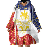 Philippines Flag Day Wearable Blanket Hoodie Filipino Traditional Igorot Tribal Pattern
