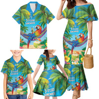 5 Oclock Somewhere Family Matching Mermaid Dress and Hawaiian Shirt Hawaii Parrots Cocktail Summer Beach Vibe - Polynesian Pride