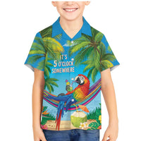 5 Oclock Somewhere Family Matching Mermaid Dress and Hawaiian Shirt Hawaii Parrots Cocktail Summer Beach Vibe - Polynesian Pride