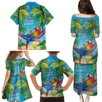 5 Oclock Somewhere Family Matching Puletasi and Hawaiian Shirt Hawaii Parrots Cocktail Summer Beach Vibe - Polynesian Pride