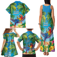 5 Oclock Somewhere Family Matching Tank Maxi Dress and Hawaiian Shirt Hawaii Parrots Cocktail Summer Beach Vibe - Polynesian Pride