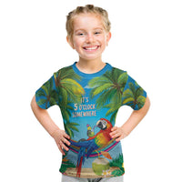 5 Oclock Somewhere Kid T Shirt Hawaii Parrots Cocktail Summer Beach Vibe - Polynesian Pride