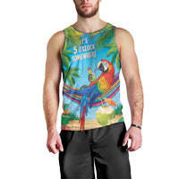 5 Oclock Somewhere Men Tank Top Hawaii Parrots Cocktail Summer Beach Vibe - Polynesian Pride