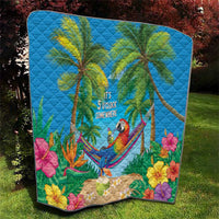 5 Oclock Somewhere Quilt Hawaii Parrots Cocktail Summer Beach Vibe - Polynesian Pride