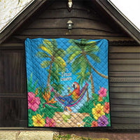 5 Oclock Somewhere Quilt Hawaii Parrots Cocktail Summer Beach Vibe - Polynesian Pride