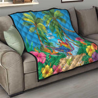 5 Oclock Somewhere Quilt Hawaii Parrots Cocktail Summer Beach Vibe - Polynesian Pride