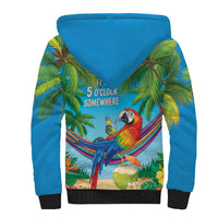 5 Oclock Somewhere Sherpa Hoodie Hawaii Parrots Cocktail Summer Beach Vibe LT9 - Polynesian Pride