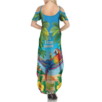 5 Oclock Somewhere Summer Maxi Dress Hawaii Parrots Cocktail Summer Beach Vibe - Polynesian Pride