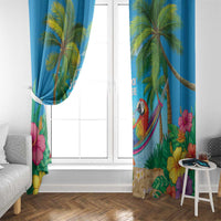 5 Oclock Somewhere Window Curtain Hawaii Parrots Cocktail Summer Beach Vibe - Polynesian Pride