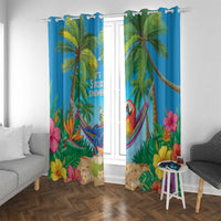 5 Oclock Somewhere Window Curtain Hawaii Parrots Cocktail Summer Beach Vibe - Polynesian Pride