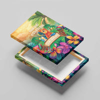 5 Oclock Somewhere Personalized Canvas Wall Art Hawaii Parrots Plumeria Summer Vibe - Polynesian Pride